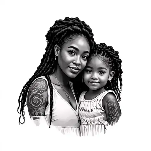 Black Mom With Locs And Daughter