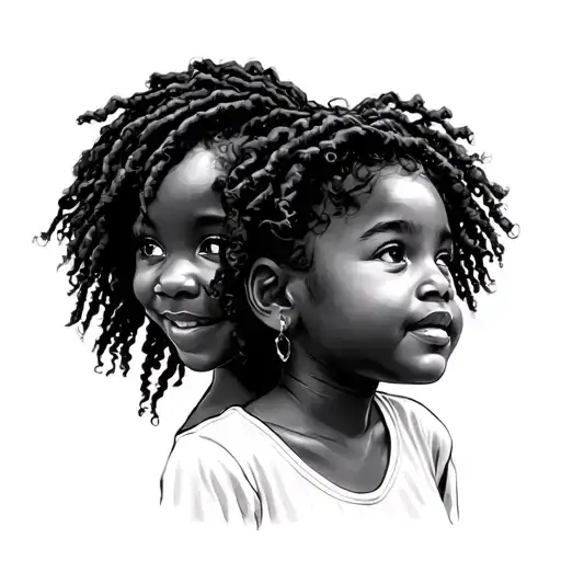 Black Mom With Locs And Daughter Looking Up