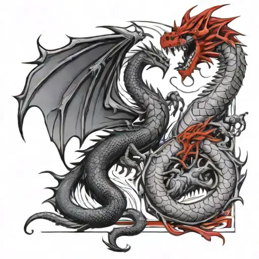 Black And Red 2 Dragons