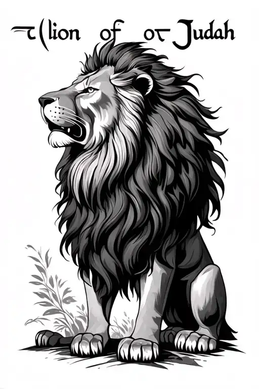 The Lion Of Judah With The Words A Lion Of Judah In Hebrew