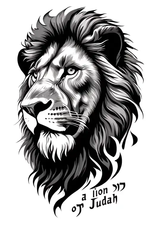 The Face Of The Lion Of Judah With The Words A Lion Of Judah In Hebrew