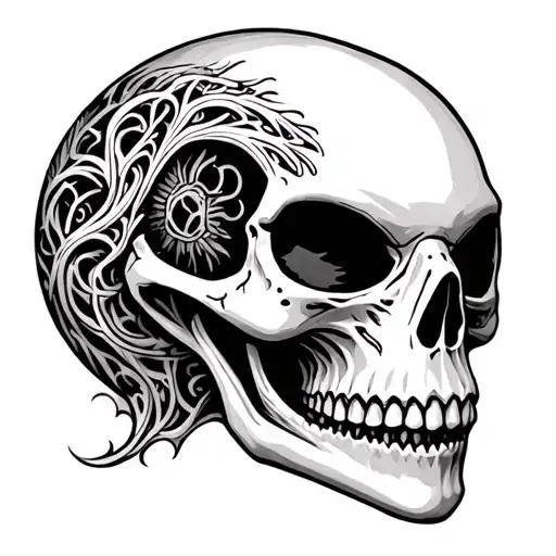Alien Skull With Intricate Carvings In Skull