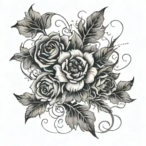 Dark Gothic Floral Lines Calligraphy