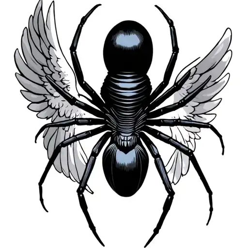 Biblical Depiction Of Angel And Black Widow Spider