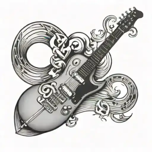 Guitar With Letters In Forarm