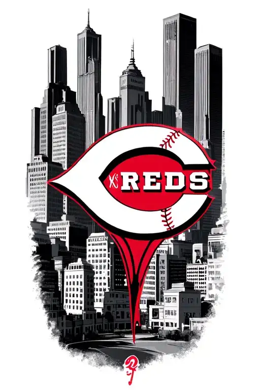 Cincinnati Reds Logo With City In The Background