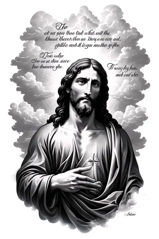 Jesus With Clouds And Bible Verse