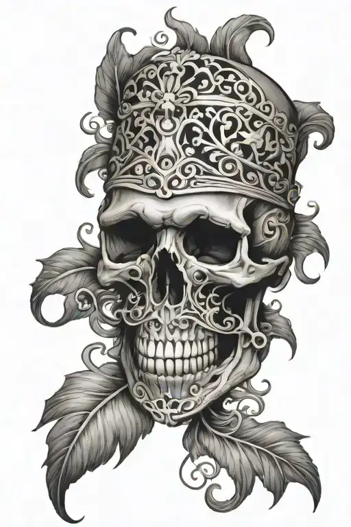 Skull And Filigree Lines