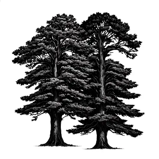 Oak Tree Redwood Tree Elm Tree Next To Each Other