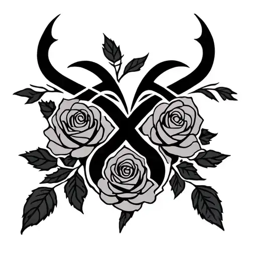 Browning Symbol With Rose Intertwined