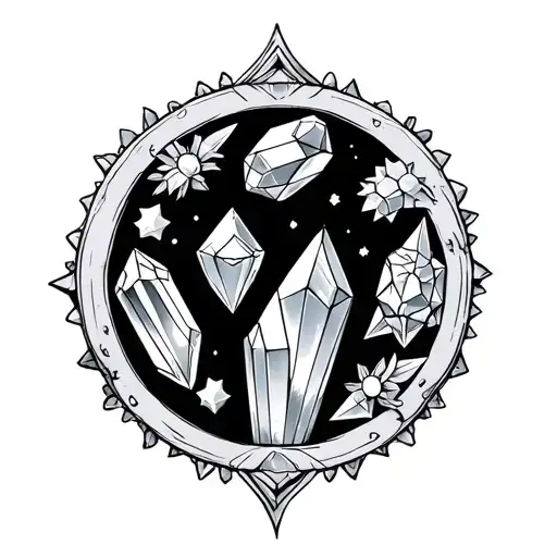 Four Magical Crystals Inside Of A Circle Shape