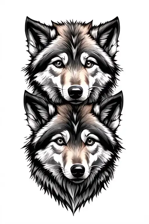 Eight Wolf Cubs Tattoo Design