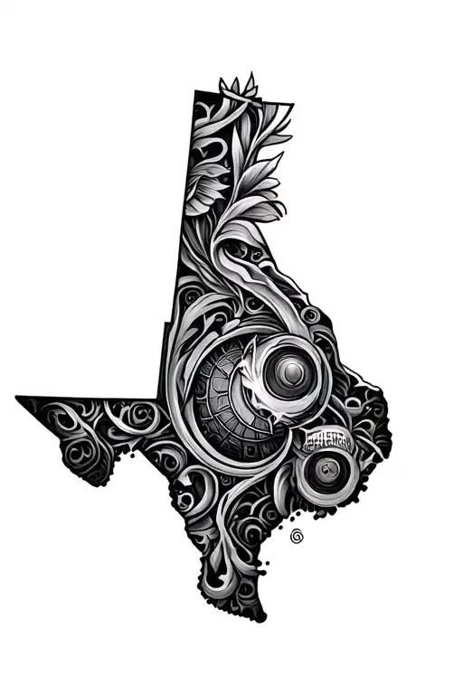 Outline Of Texas With Mechanical Hear