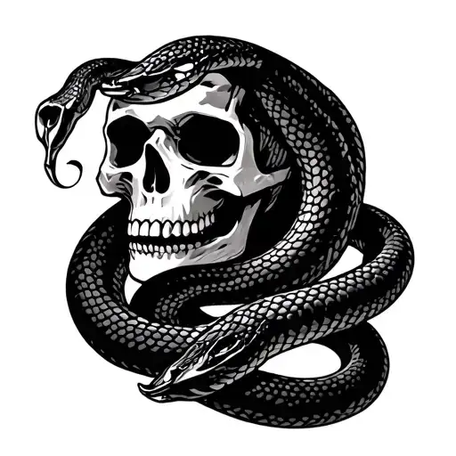 Skull With Snake Wrapped Round