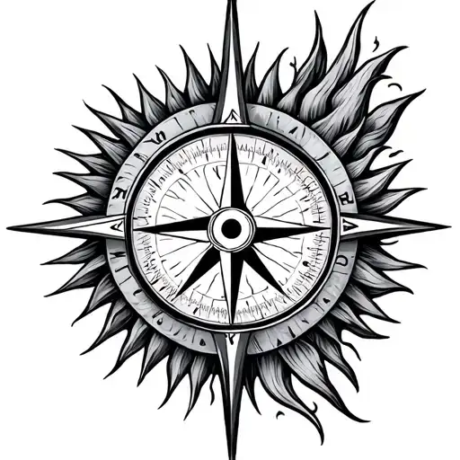 Sun And Compass Surrounded