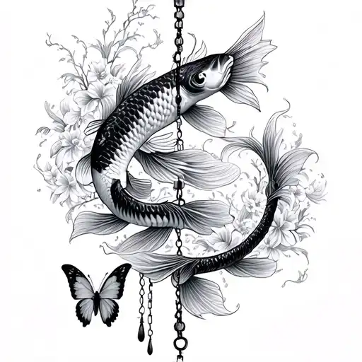 Koi Fish And Butterfly Chandelier