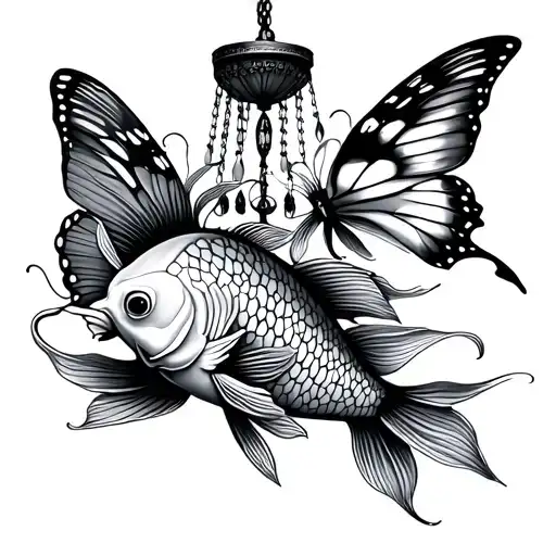 Koi Fish And Butterfly Chandelier