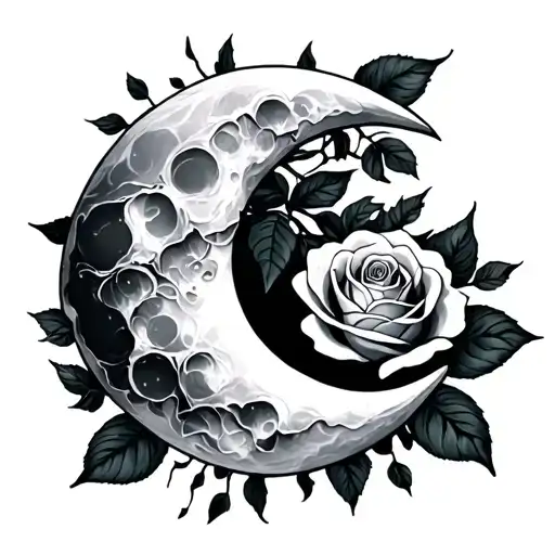 Moon And Rose Intertwined
