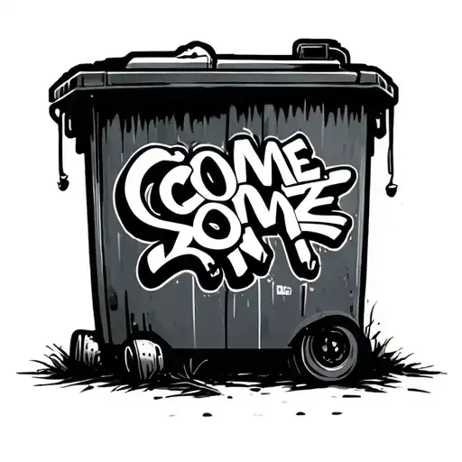 Graffiti The Word Come On A Wall Garbage At The Bottom