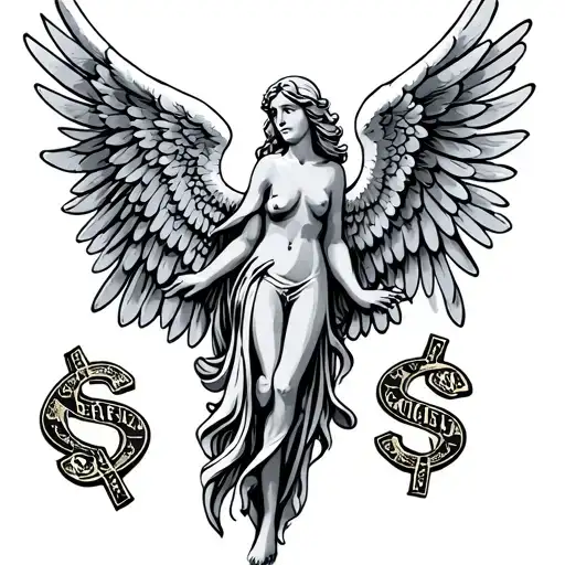 Wings And Angel Whit Money Symbols