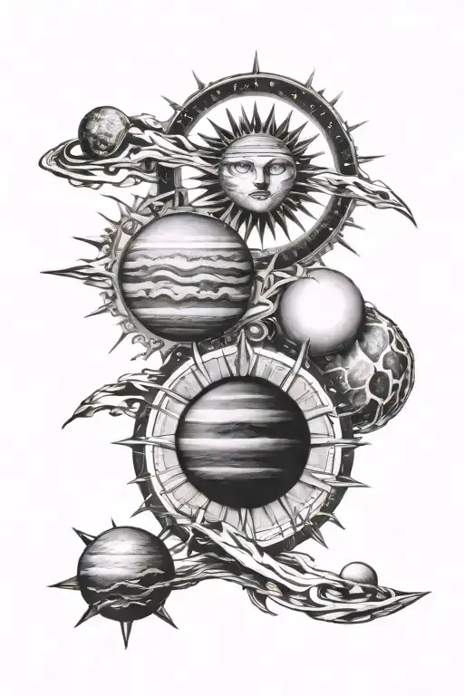 Sun Earth Jupiter And Moon Spine
