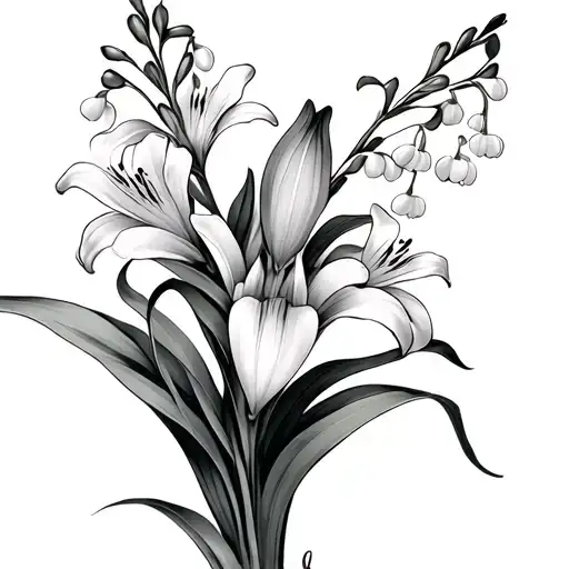 Lily Of The Valley Flower And Gladiolus Flower Bouquet