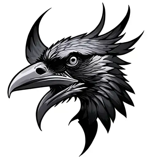 Raven Head Tattoo With Odins Knot