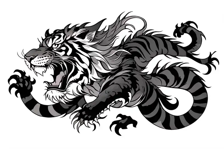Japanese Dragon Fighting Tiger