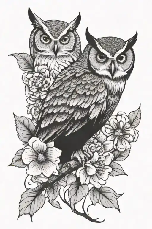 Owl And Flowers