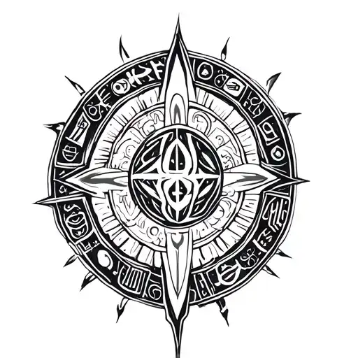 Fine Line Hand Tatto Featuring Ancient Symbols