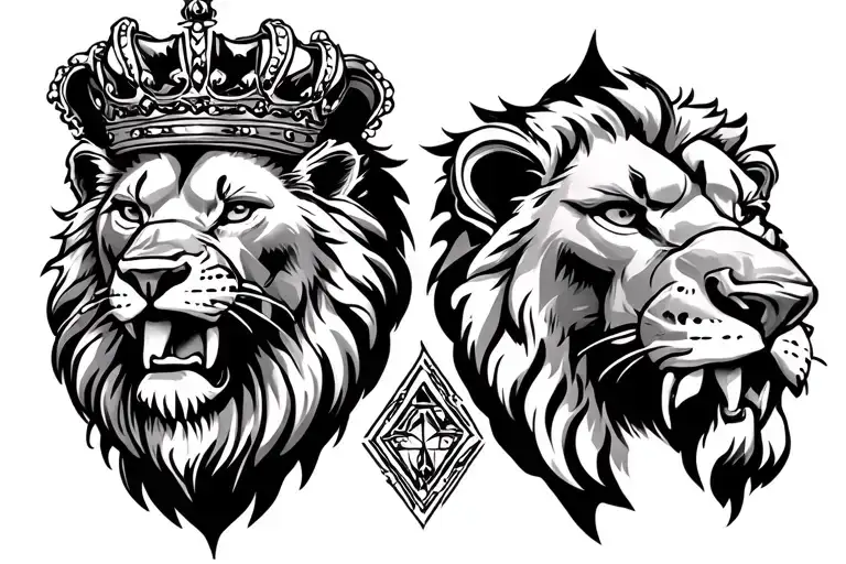 Lion With Crown Showing Teeth