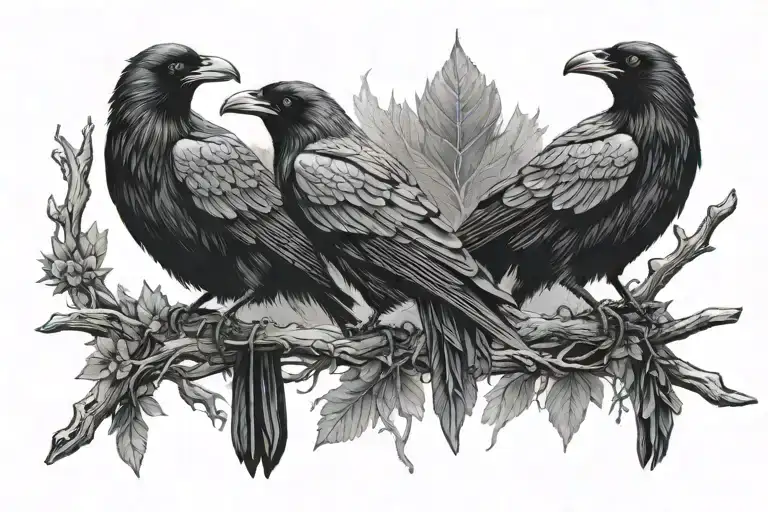 Black Ravens Nordic Hugin Munin Hyper Realistic
