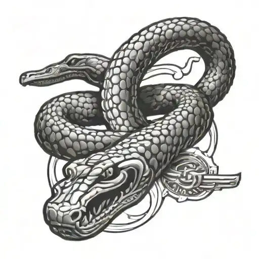Snake Coiled Around Pistol