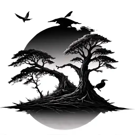 Cross Fading In To Trees With A Little Eagl In One Of The Trees