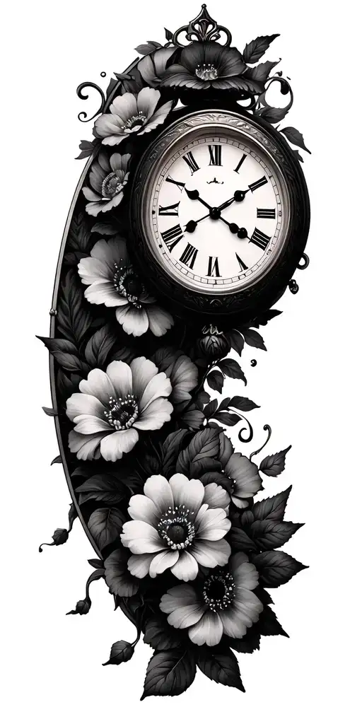 Clock With Flowers
