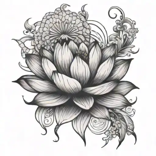 Japanese Style Tattoo Featuring Lotus Flower