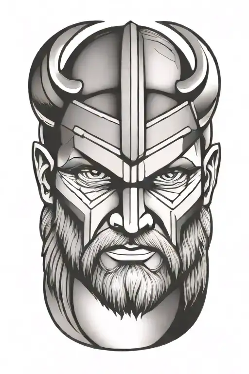 Viking Face Tilted To Left Side