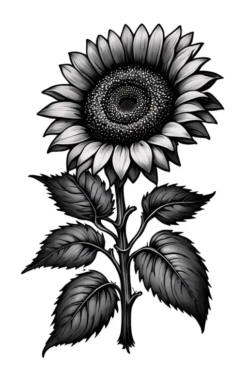 Sunflower With Leaves Growing