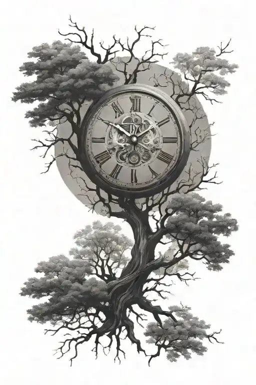 Trees Background Looking With A Clock Of When I Was Born