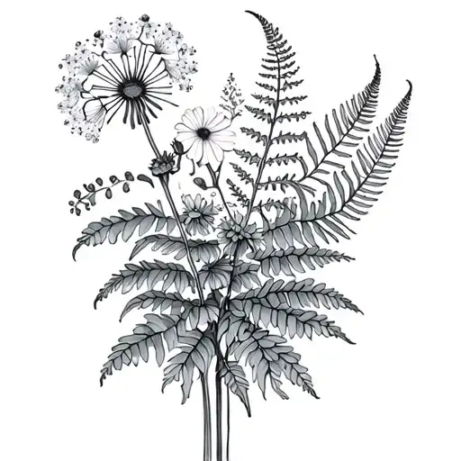 Wildflowers Including Queen Anne's Lace And Ferns Also A Book