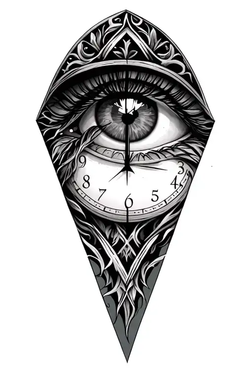 Sanding Clock And Eye In A Triangle