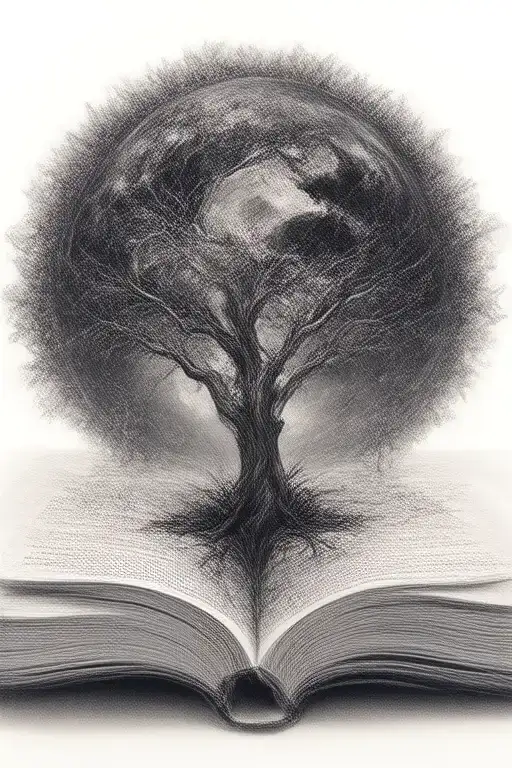 Earth In A Book Open Tree Growing
