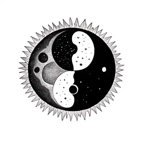 Sun And Moon Representing My Kids With A Yin Yang Symbol