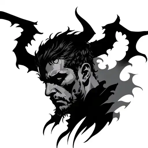 A Man Silhouette With A Shadow In The Form Of A Demon
