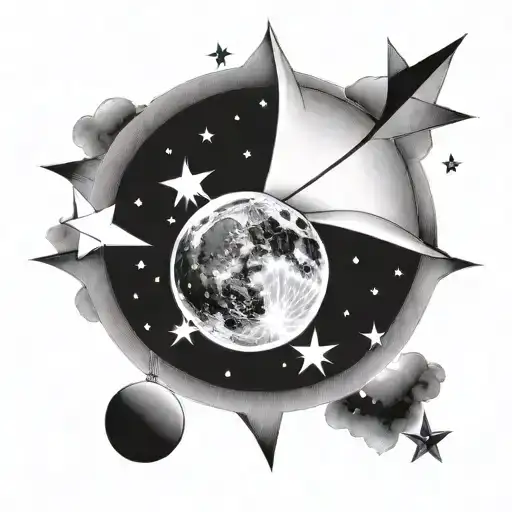 Moon Surrounded By Stars