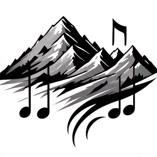 Mansculine Tattoo That Discretely Reflects Music And Includes Mountains