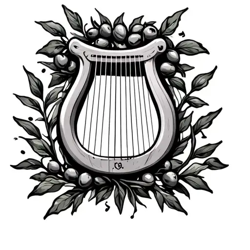 Olive Branches With A Lyre Surrounded By Music