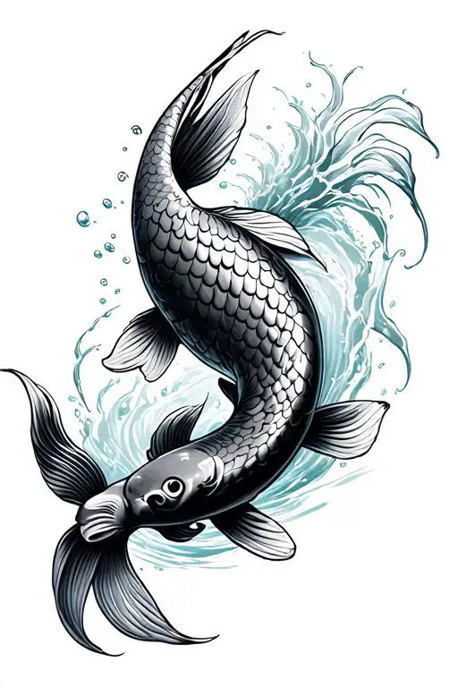 Koi Fish Swimming Upstream