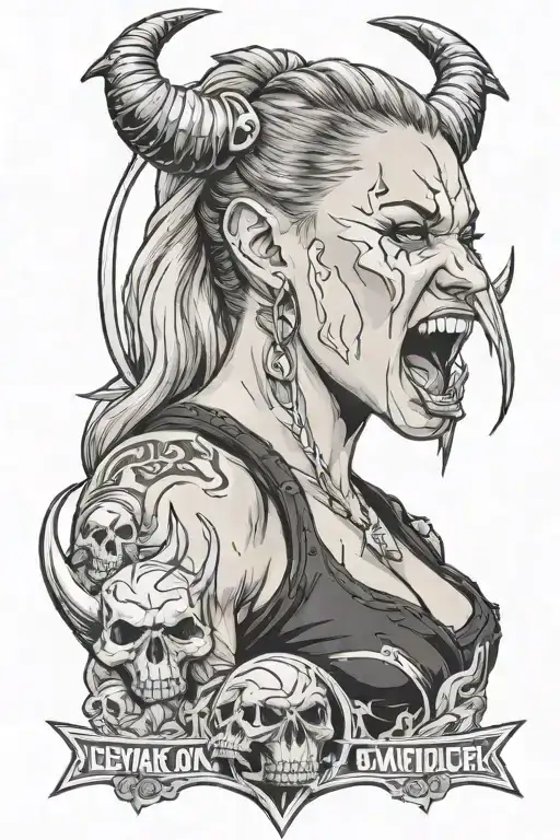 Rhea Ripley Wwe With Demon Horns Holding And Licking Skull