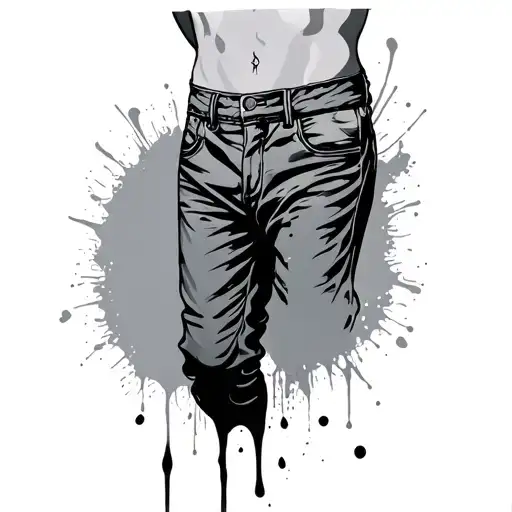 Fine Line Tattoo Of A Pants With A Stain